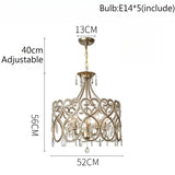 French French Crystal Candle Chandelier (Solid Copper) - Romantic Vintage Pendant Light Fixture for Living Room, Bedroom & Home Decor