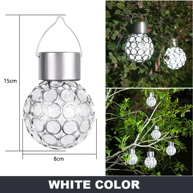 Solar LED Hanging Light Lantern Waterproof Hollow Out Ball Lamp for Outdoor Garden Yard Patio decoration Holiday  Solar Light