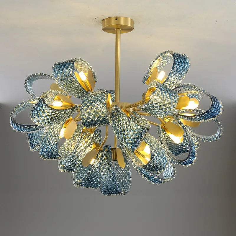 Modern Creative Blue Glass LuxuryLED Pendant Lamp Corridor Bedroom Living Room Restaurant Kitchen Chandelier Home Decor Lighting
