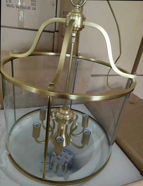 American Copper Glass Corridor Aisle Restaurant Bar Shop Cylinder Solder Birdcage Chandelier Lamp E14x3 pendant light home decors