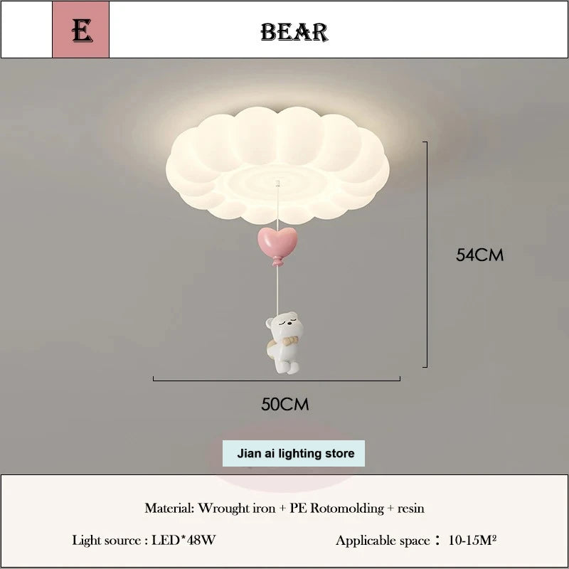 LED Bubble Cloud Rabbit Light Children's Room Ceiling Lights  Cream Style Warm Baby Room Nursery Boy Girl Bedroom Ceiling Lamps