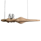 Wabi Sabi Wood Sculptural Mountain Shape Design Minimalist Artistic Dining Room Kitchen Island Interior Decor Home Pendant Lamp