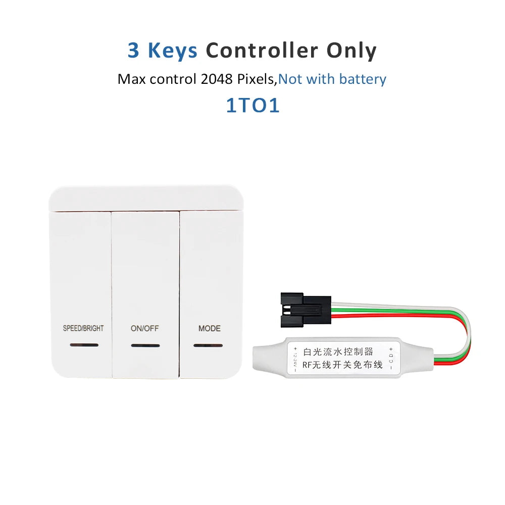 Touch Control Running Water LED Tape Driver - WS2811 Controller with 5M Extension