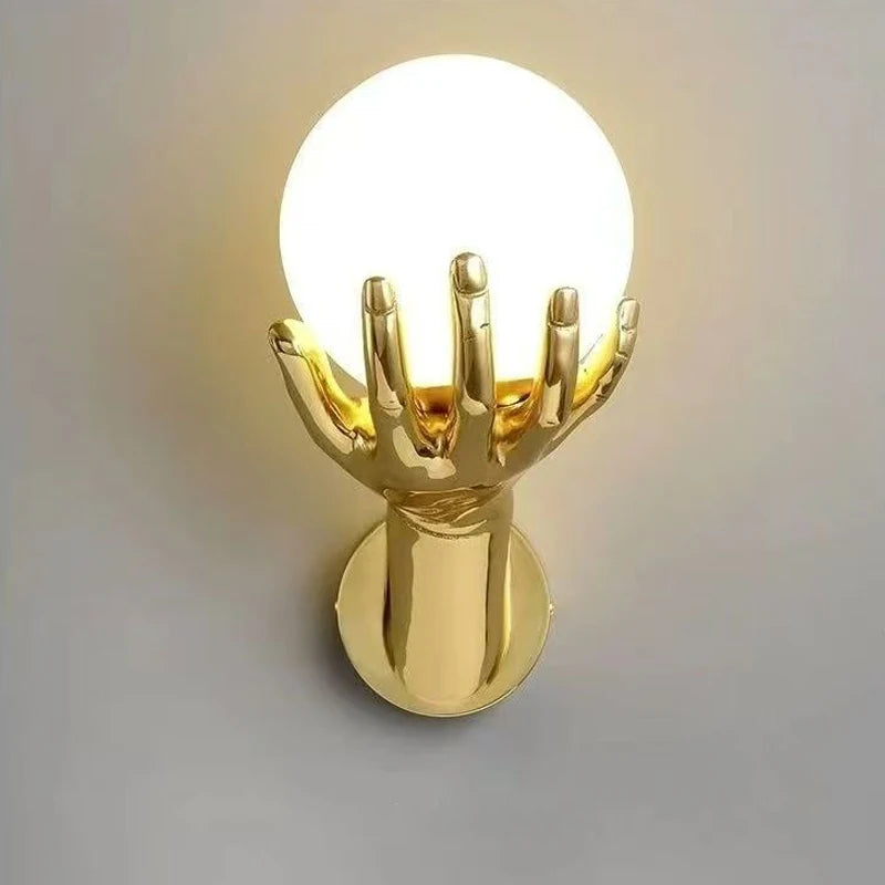 Nordic Resin Wall Lamps Creative Art Hand Sconces Lights for Home Decor Bedroom Corridor Balcony LED Lighting Fixture Luminaria
