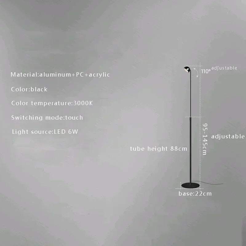 Nordic Designer Postmodern Red LED Home Decor Tall Standing Light Minimalist Metal Height Adjustable Living Room Floor Lamp
