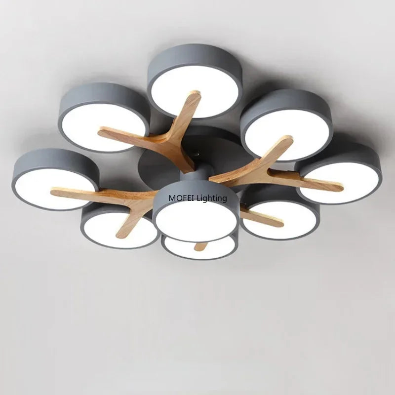 Nordic Modern Macaron Ceiling Lamp Chandelier Bedroom Minimalist Wood Home Decor Living Room Kitchen LED Lighting Fixtures