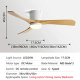 56inch Low Floor Ceiling fan Light LED Ceiling Fan With Light And Control The bedroom Household With fan chandelier 110V 220V