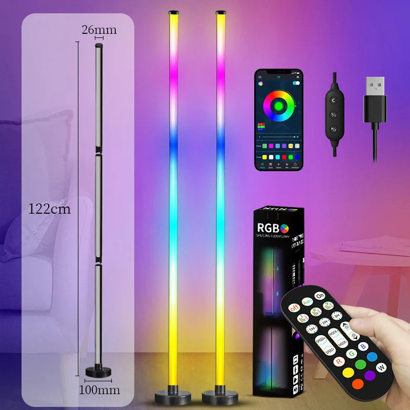 LED Floor Lamp RGB Remote & APP Control Music Sync Corner Lighting Timer Modern Mood Standing Lamp for Living Room Gaming