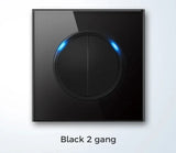  Universal Round Tempered Glass Home Wall Switch Panel LED Indicator Black/Grey/Gold/White 250V 86mm*86mm Wall Light Switch