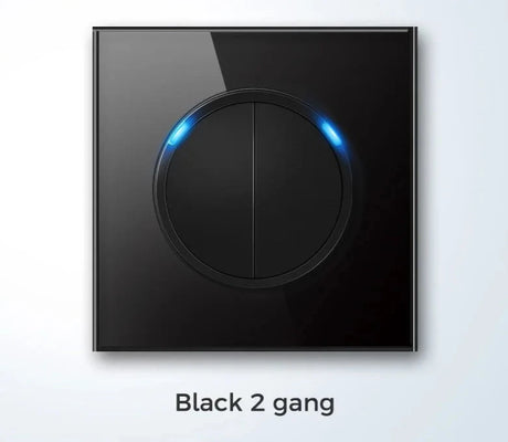  Universal Round Tempered Glass Home Wall Switch Panel LED Indicator Black/Grey/Gold/White 250V 86mm*86mm Wall Light Switch