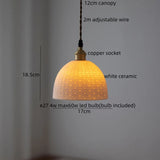IWHD Home Design LED Pendant Lamp Balcony Reading Dining Room Japan Style Gold Copper Patterned Ceramic Hanging Lights Hanglamp