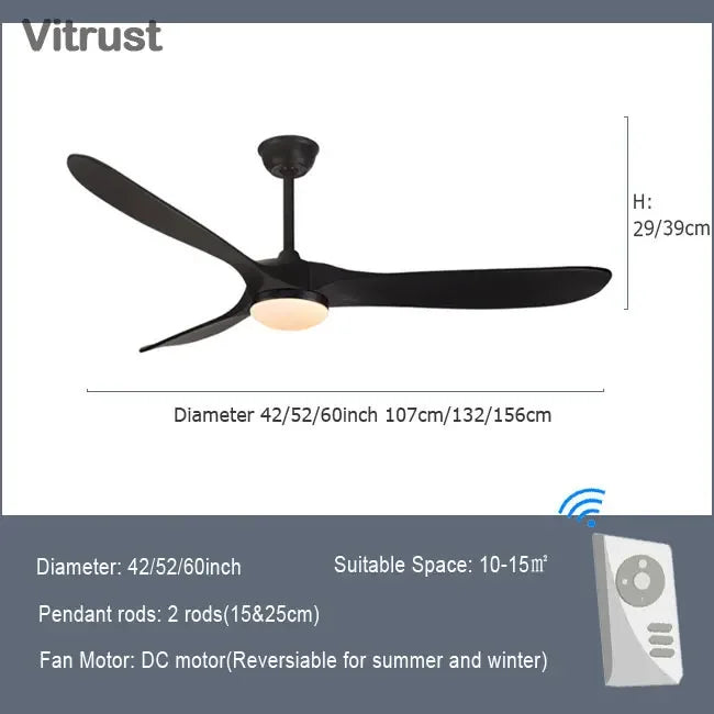 Luxury Natural Wooden Ceiling Fan Home Decorative Pendant Fan With Lamp Reversible Motor Suitable for Summer and Winter