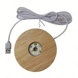 Wood Desktop LED Light Display Base - USB Powered Night Light Stand