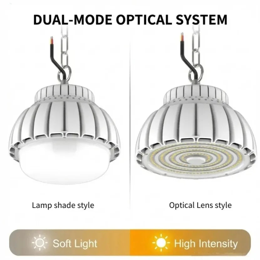 Modern High-Brightness LED High Bay Chain Chandelier - Energy-Saving Industrial Overhead Lamp for Factory, Warehouse & Workshop