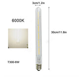 Vintage Tubular LED Filament Light Bulb - T10 T30 Long Tube 4W 6W 8W Edison Lamp
