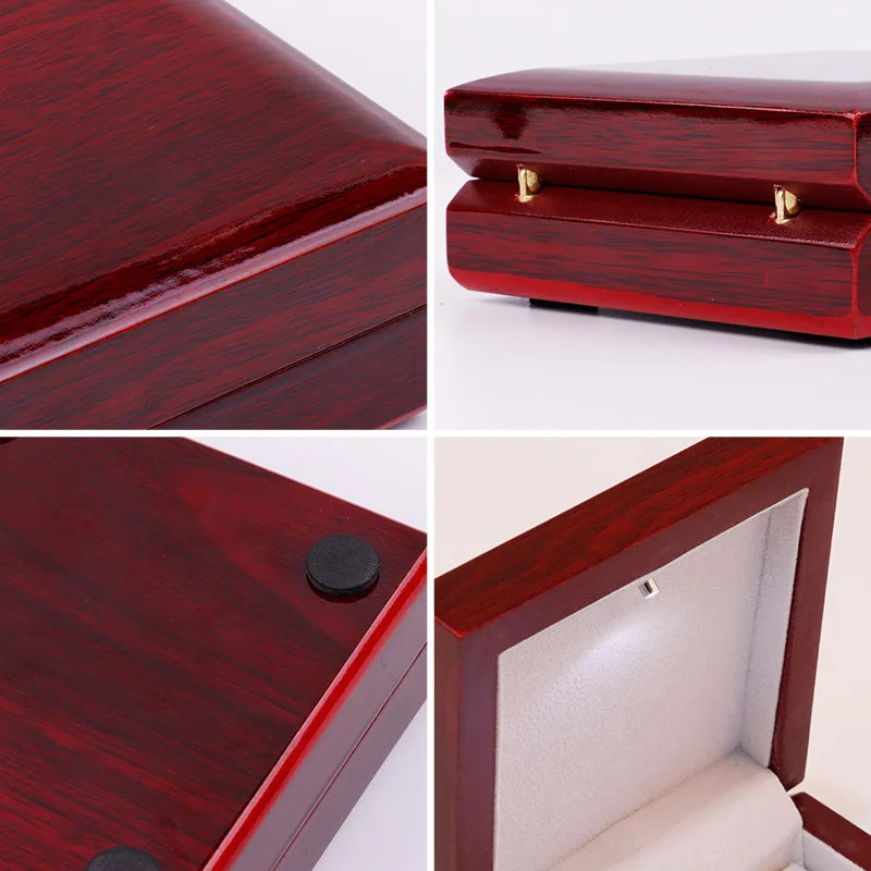Wooden LED Light Jewelry Gift Box - Luxury Pendant, Necklace & Bracelet Packaging Case