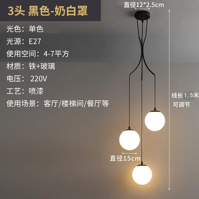 Modern Nordic Spiral Staircase Pendant Light for Dining Room Loft Apartment Villa Stairwell Decoration Chandelier Home Decor