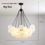 Nordic Led Glass Chandelier Lighting 19/37 Balls Black Gold Chandeliers Glass LED Pendant Lamp for Dining Room Living Decoration