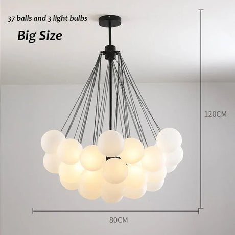 Nordic Led Glass Chandelier Lighting 19/37 Balls Black Gold Chandeliers Glass LED Pendant Lamp for Dining Room Living Decoration
