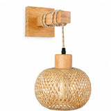 Bamboo Wall Lamp Sconce (1-Pack / 2-Pack) - Japanese Style Hand-Woven Wicker Light Fixture for Restaurant, Dining & Living Room