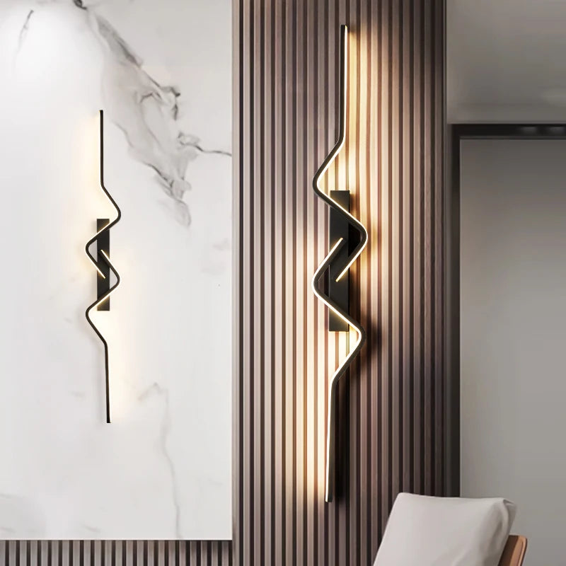Nordic Matte Black Linear Decor Light - Luxury Indoor Sconce for Modern Villa
