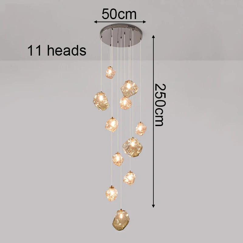 Modern Staircase LED Ceiling Chandelier - Luxury Long Hanging Pendant Light for Living Room