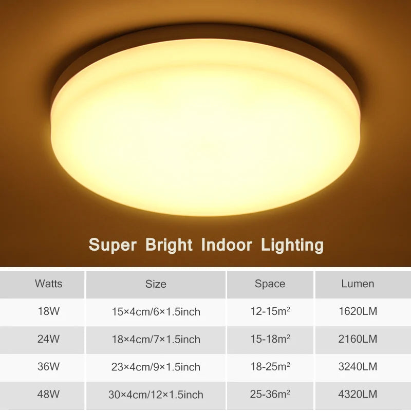 Round Led Ceiling Lamp 48W 24W 18W LED Ceiling Light for Living Room Kitchen Bedroom Lighting