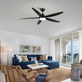 56 In Intergrated LED Ceiling Fan Lighting with Black ABS Blade White ABS