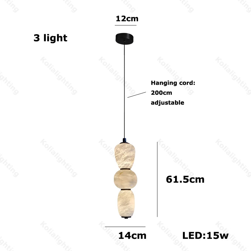 Marble Life Black Gold Hardware LED Dimmable Chandelier Lighting Alabaster Suspension Luminaire Lampen For Dinning Room