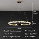 Modern Luxury Crystal LED Chandelier - Minimalist Pendant Light for Living Room