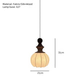 Retro Fabric & Solid Wood LED Pendant Light - Vintage Traditional Ceiling Chandelier Hanging Lamp Fixture for Living Room, Restaurant & Hotel Decor