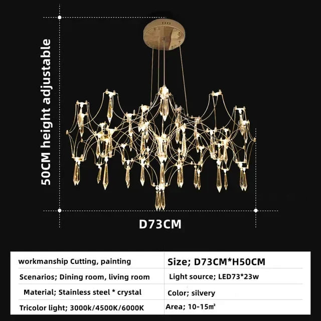 Modern Luxury Crystal Chandelier LED Starry Crystal Chandelier for Villa Parlor Bedroom Living Room Firefly Ceiling Chandeliers