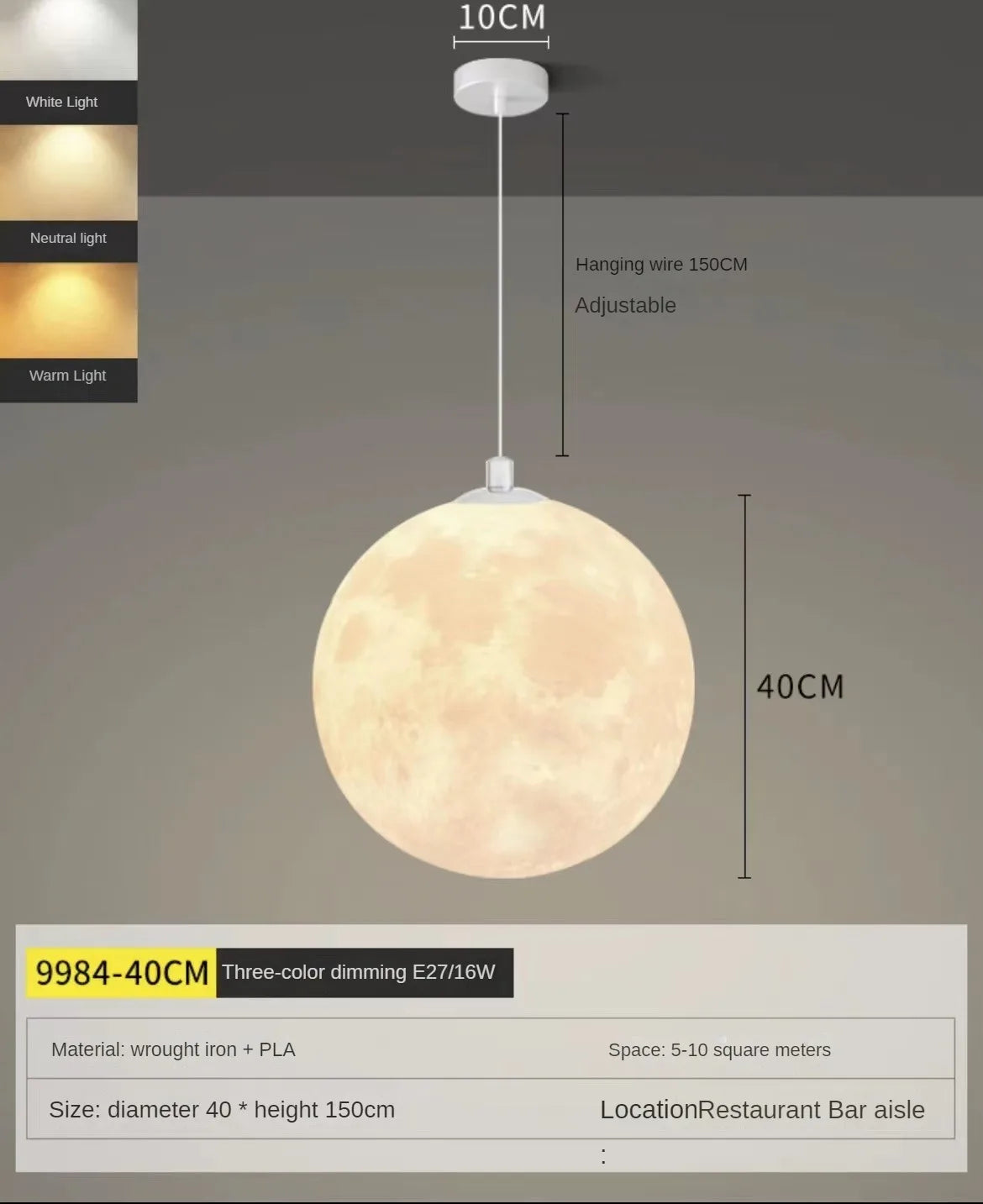 Modern LED Lunar Ceiling Chandelier Planet Shaped Moon Living Dining Room Pendent Lamp Home Decors Hanging Light Luster Fixtures