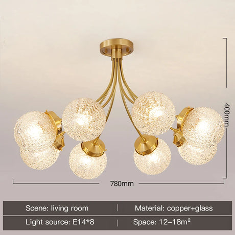 LED Chandelier For Living Room Children Bedroom Dining Room Kitchen Ceiling Lamp Modern Nordic Crystal Glass Ball Copper Lights