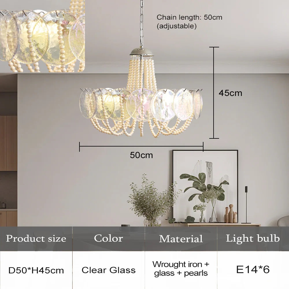 French Flower Glass Pendant Light Creamy Pearl Romantic Master Bedroom Lighting High-end Restaurant Lights