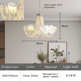 French Flower Glass Pendant Light Creamy Pearl Romantic Master Bedroom Lighting High-end Restaurant Lights