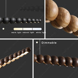 2026 Oriental Solid Wood Carving Chandelier - Long LED Dining Room Light