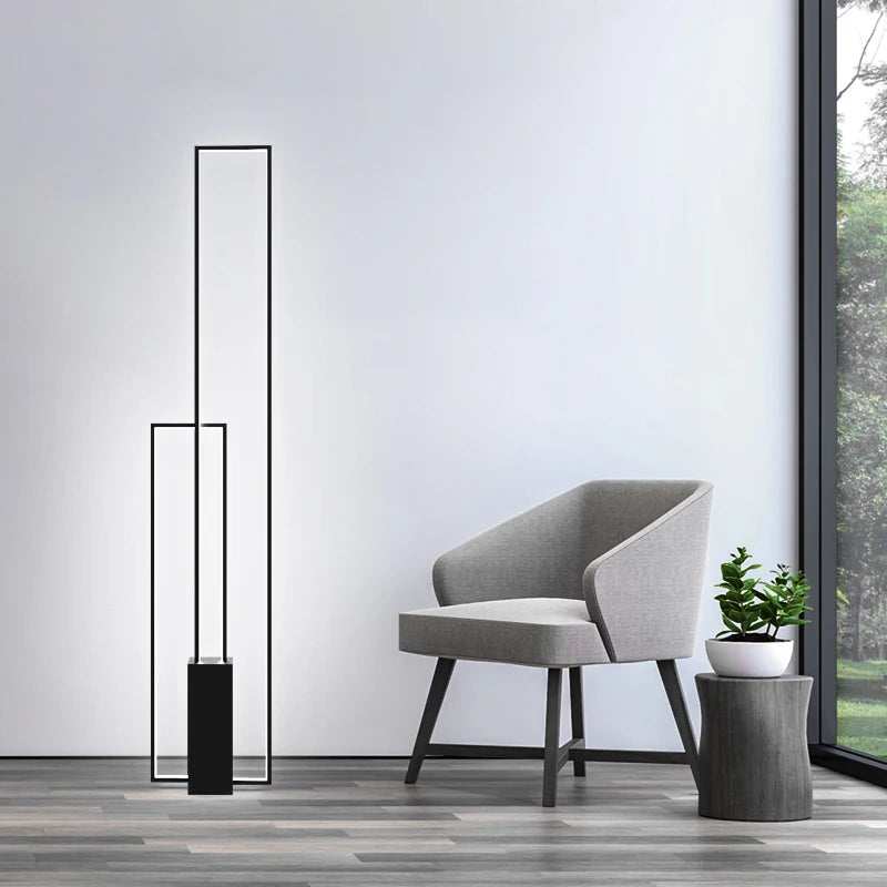 Modern Black Rectangle Led Floor Lamp Living Room Decors Led Standing Lights Loft Hotel Bedroom Bedside Dimmable Floor Lighting