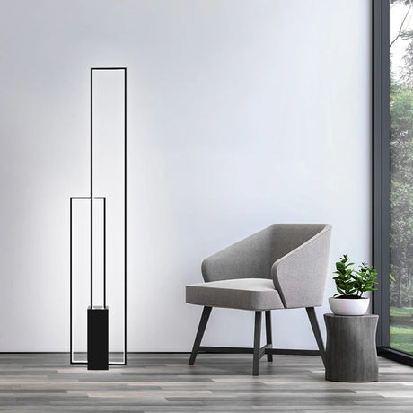 Modern Black Rectangle Led Floor Lamp Living Room Decors Led Standing Lights Loft Hotel Bedroom Bedside Dimmable Floor Lighting