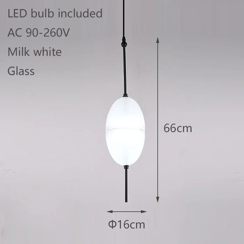 2026 Modern Simple Lake Blue Gradient Glass Pendant Lamp Designer Model Room Bedroom Restaurant Bar LED Chandelier Home Decor Li