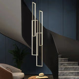 Large Modern Chandelier For Staircase Led Home Decors Hanging Lamp Black /Gold Indoor Lighting Luxury Creative Rectangle Luster's