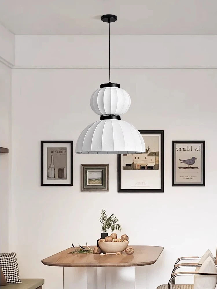 Japanese Wabi-Sabi Silk LED Pendant Light - Retro Art Lantern Ceiling Chandelier Lamp Fixture for B&B, Dining Room, Bar & Bedroom