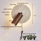 IWHD Home Decor LED Wall Light Fixture Coffee Corridor Living Room Nordic Modern Column Yellow Travertine Stone Wall Lamp Sconce