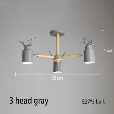 Log chandelier living room bedroom ceiling pendant light fixtures kitchen ceiling lighting deer design e27 light