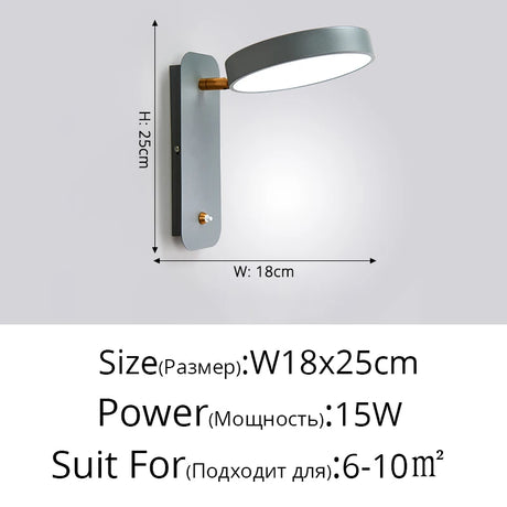 Nordic Macaron Wall Sconce Rotatable With Switch TV Background Wall Lights Modern Bedroom Bedside Aisle Home Reading Wall Lamps