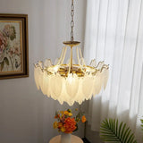 French Feather Chandelier Modern Luxury Glass Lamp For Living Room Restaurat Bedroom Villa Kitchen Home Decor Hotel Hall Lamp