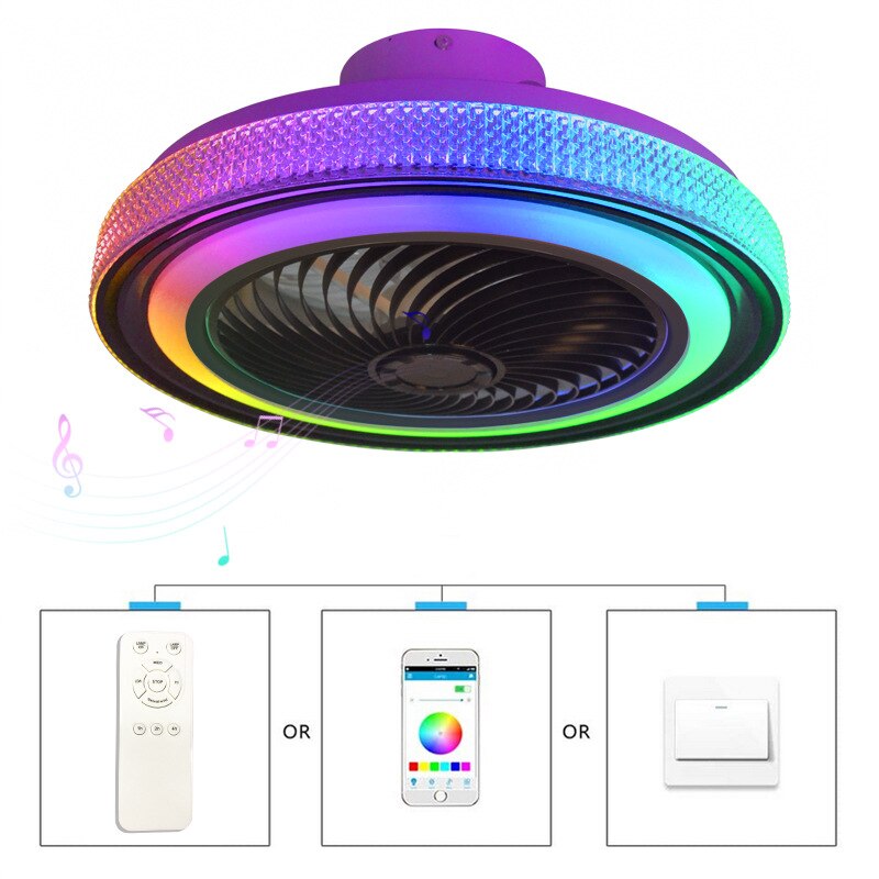Ceiling Fan With Led Light Remote Control Smart Bluetooth Music Speaker Chandelier Fan Lamp Silent Bedroomm