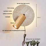IWHD Home Decor LED Wall Light Fixture Coffee Corridor Living Room Nordic Modern Column Yellow Travertine Stone Wall Lamp Sconce