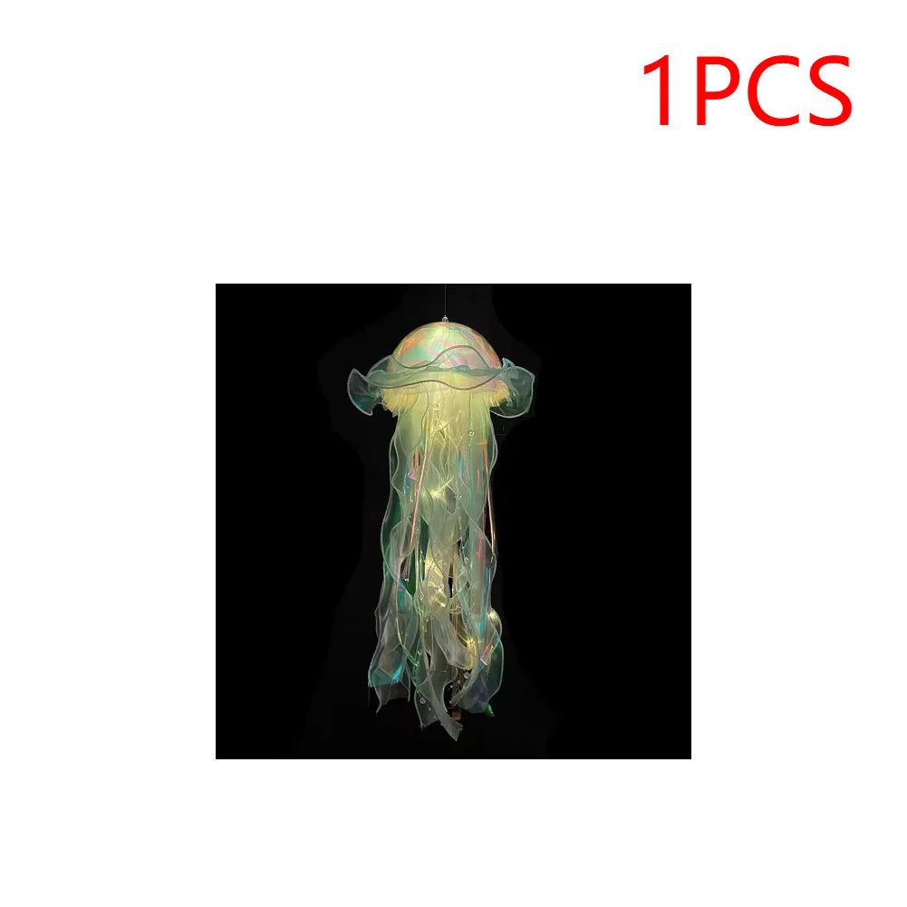 5PCS Jellyfish Hanging Night Light Lamp - Battery-Operated Bedroom Atmosphere Decor
