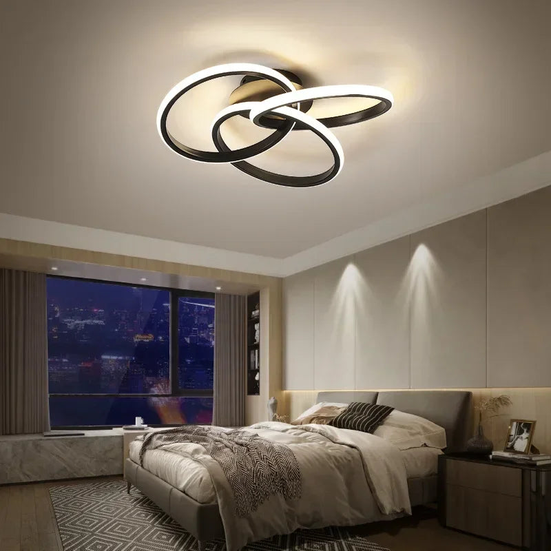 Modern LED Ceiling Light Indoor Lighting Black Gold Shamrock Lamps Bedroom Living Room Corridor Home Decoration Fixtures Lustre